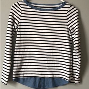 Loft cotton striped top with bottom blue detail